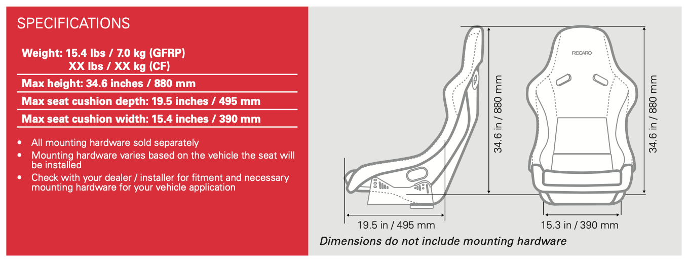 Recaro Pole Position (ABE) Carbon Fiber - Black Velour