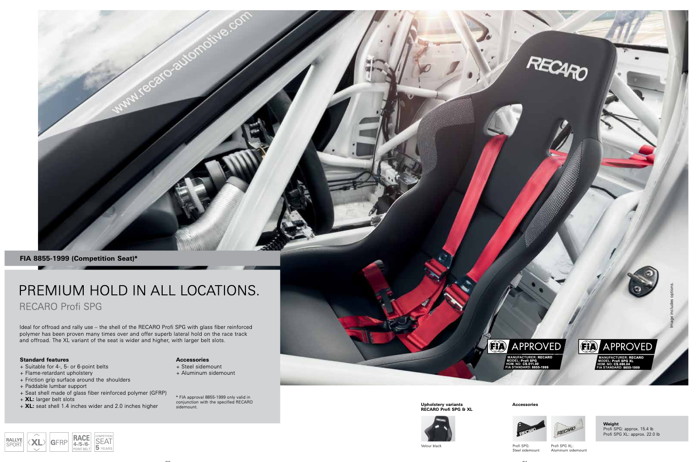 Recaro Profi SPG XL Racing Seat - GFRP Velour Black