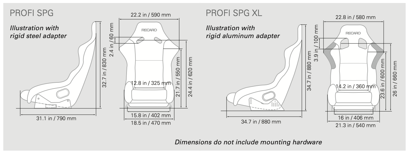 Recaro Profi SPG XL Racing Seat - GFRP Velour Black