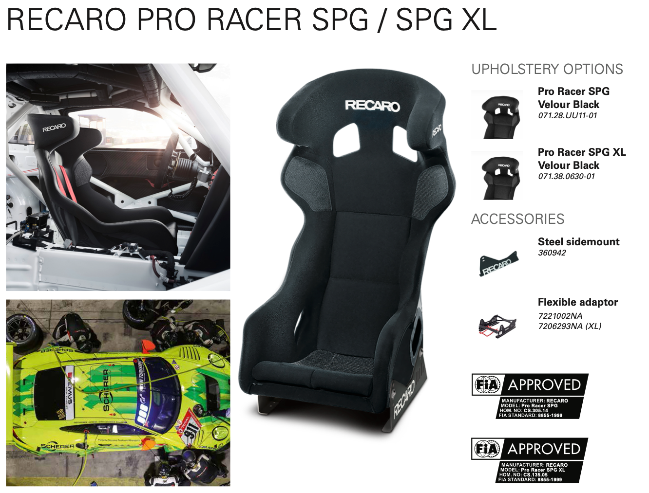 Recaro Pro Racer SPA Racing Seat Kevlar / Carbon Fiber- GFRP Velour Black