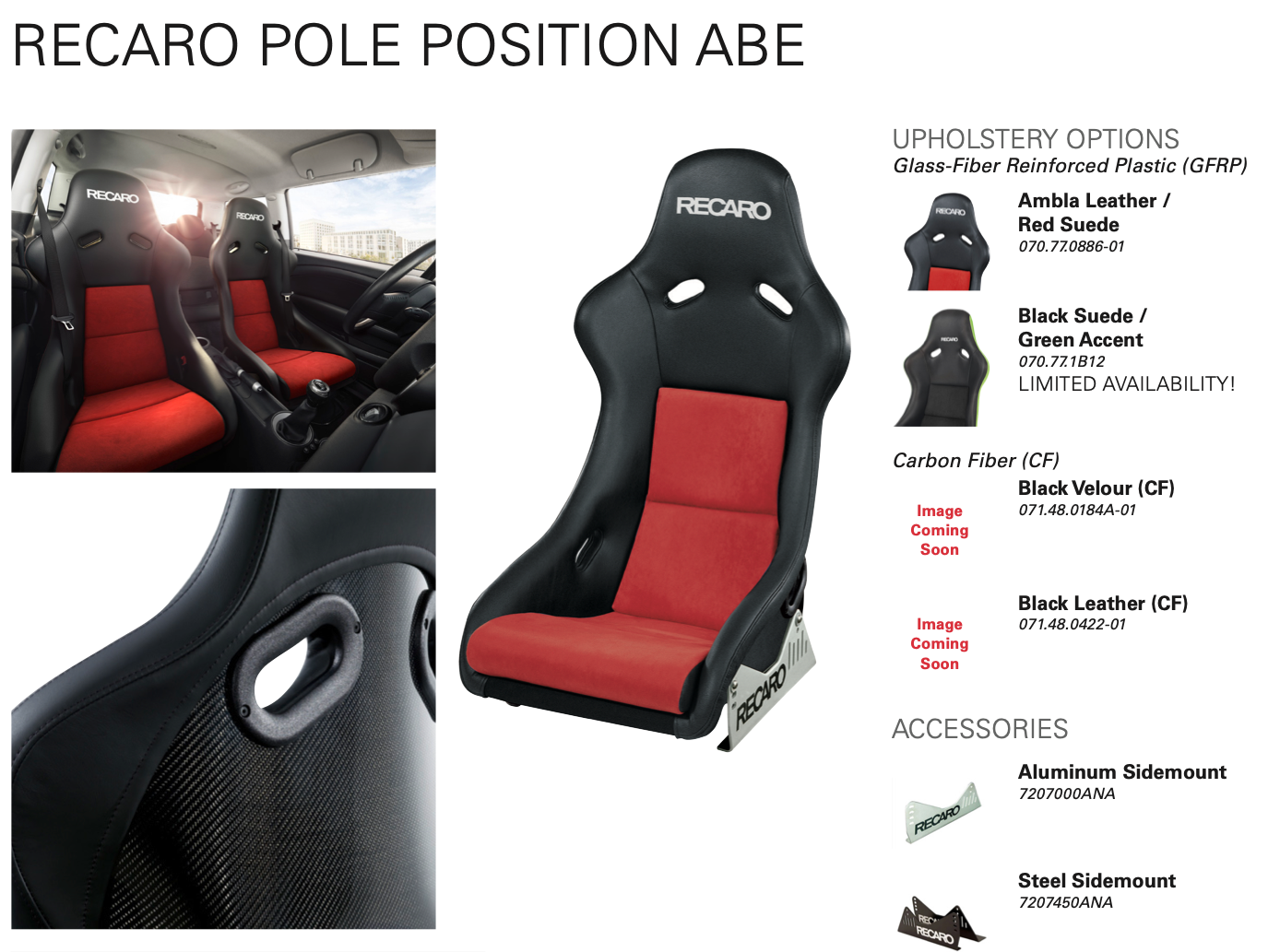 Recaro Pole Position (ABE) Carbon Fiber - Black Leather