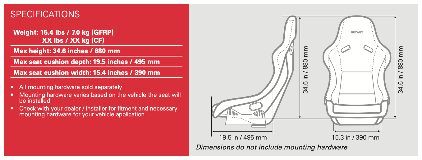 Recaro Pole Position (ABE) GFRP - Ambla Leather / Red Suede